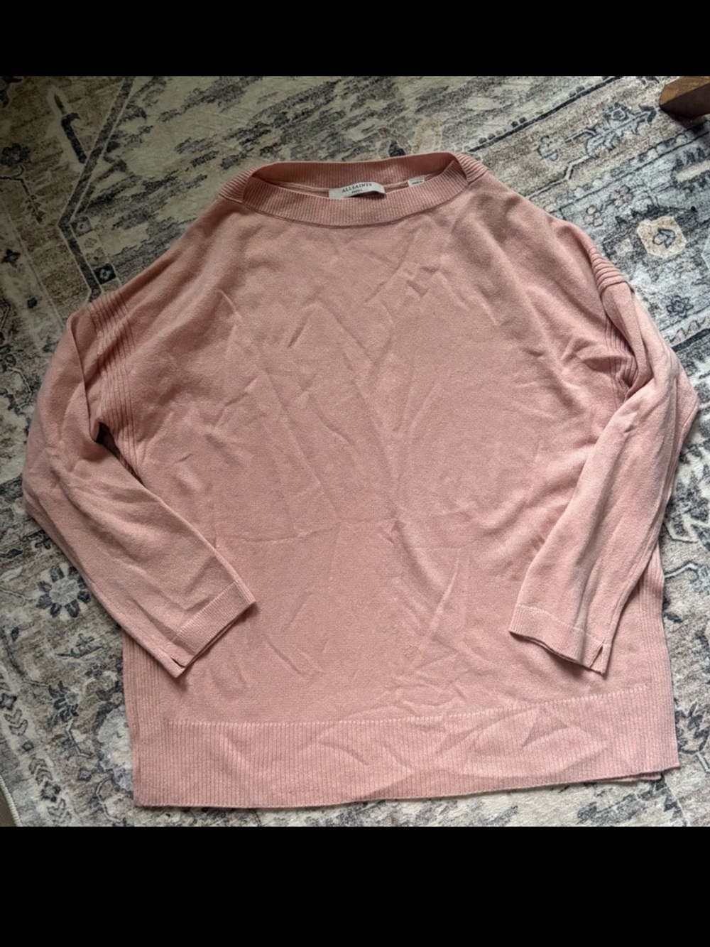 Allsaints Tara cashmere pink sweater size small Italian yarn fall winter staple